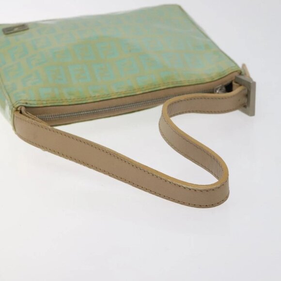 FENDI Zucchino Canvas Hand Bag Peppermint Silver Auth bs24337 - Picture 8 of 16